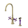 Rubinet Two Handle Single Hole Kitchen Set with Hand Spray Natural Brass