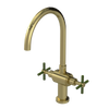 Rubinet Two Handle Single Hole Kitchen Set with LaSalle Spout Natural Brass