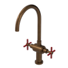 Rubinet Two Handle Single Hole Kitchen Set with LaSalle Spout Tuscan Brass