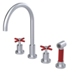 Rubinet Widespread Kitchen Set with LaSalle Spout with Hand Spray Satin Chrome