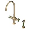Rubinet Two Handle Single Hole Kitchen Set with LaSalle Spout with Hand Spray Gold