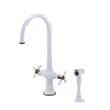 Rubinet Two Handle Single Hole Kitchen Set with Hand Spray Matt White
