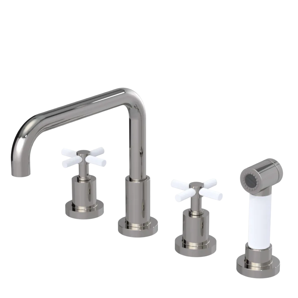 Rubinet Widespread Kitchen Set with Hand Spray Polished Nickel