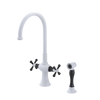 Rubinet Two Handle Single Hole Kitchen Set with Hand Spray White