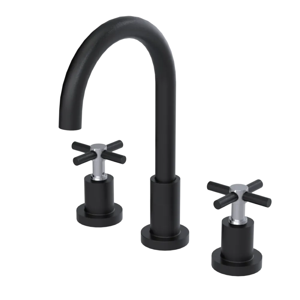 Rubinet Widespread Kitchen Set with LaSalle Spout Matt Black