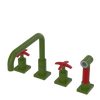Rubinet Widespread Kitchen Set with Genesis Spout with Hand Spray Green Envy