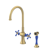 Rubinet Two Handle Single Hole Kitchen Set with Hand Spray Satin Brass