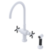 Rubinet Two Handle Single Hole Kitchen Set with LaSalle Spout with Hand Spray Matt White