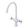 Rubinet Two Handle Single Hole Kitchen Set with LaSalle Spout Matt White