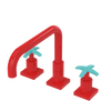 Rubinet Widespread Kitchen Set with Genesis Spout Red