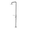 Rubinet Pressure Balance Outdoor Shower with Hand Held Shower & 10" Shower Head (with shelf) - 304 Stainless Steel Satin Nickel