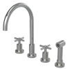 Rubinet Widespread Kitchen Set with LaSalle Spout with Hand Spray Satin Nickel