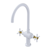 Rubinet Two Handle Single Hole Kitchen Set with LaSalle Spout White