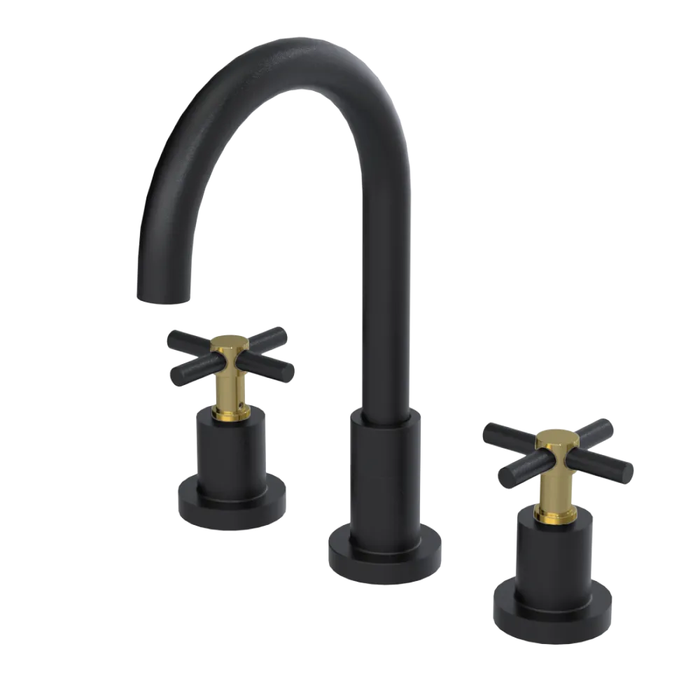 Rubinet Widespread Kitchen Set with LaSalle Spout Matt Black