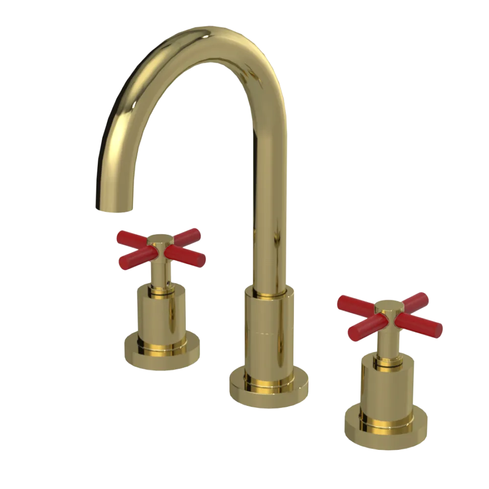 Rubinet Widespread Kitchen Set with LaSalle Spout Natural Brass