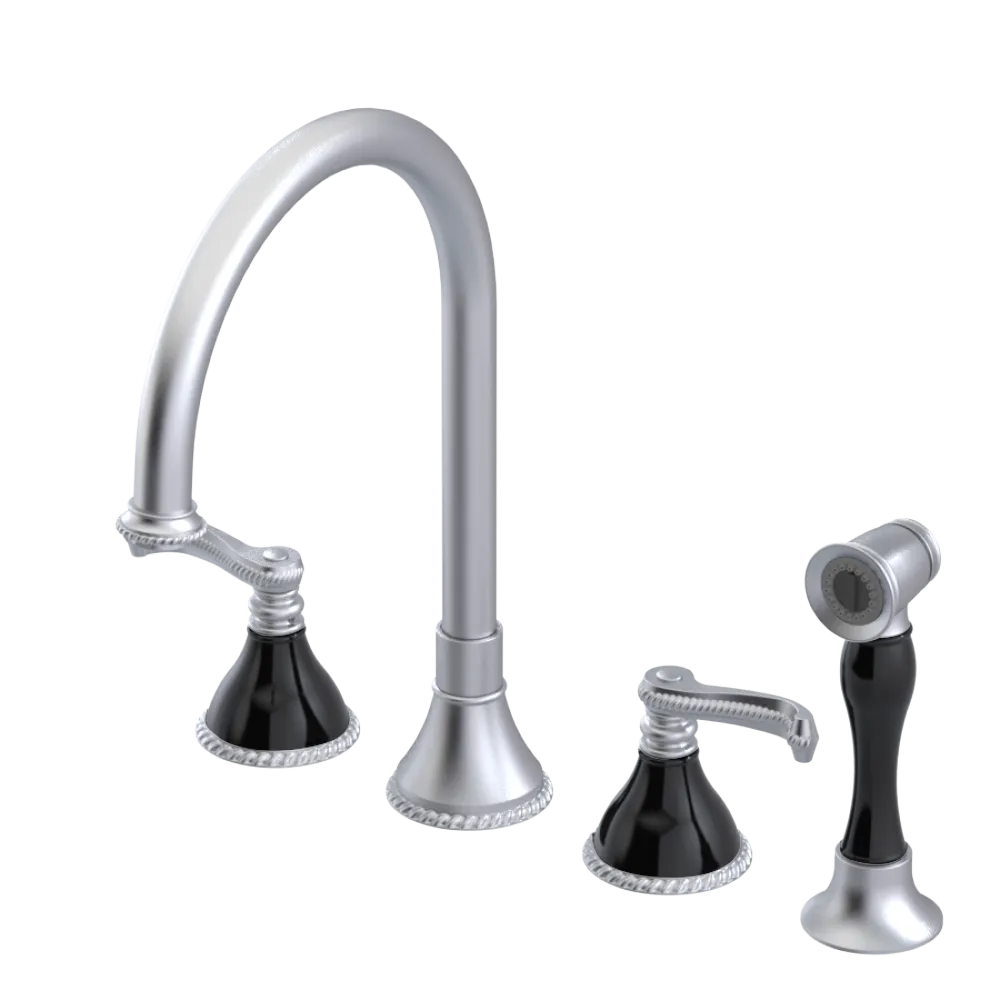 Rubinet Widespread Kitchen Set with Hand Spray Satin Chrome