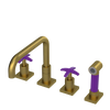 Rubinet Widespread Kitchen Set with Genesis Spout with Hand Spray Antique Brass Matt
