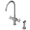 Rubinet Two Handle Single Hole Kitchen Set with LaSalle Spout with Hand Spray Polished Nickel