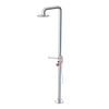 Rubinet Pressure Balance Outdoor Shower with Hand Held Shower & 10" Shower Head (with shelf) - 304 Stainless Steel Chrome