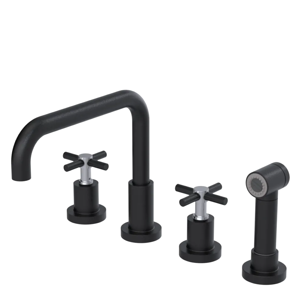 Rubinet Widespread Kitchen Set with Hand Spray Matt Black