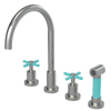 Rubinet Widespread Kitchen Set with LaSalle Spout with Hand Spray Satin Nickel