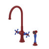 Rubinet Two Handle Single Hole Kitchen Set with Hand Spray Maroon