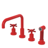 Rubinet Widespread Kitchen Set with Hand Spray Red