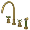 Rubinet Widespread Kitchen Set with LaSalle Spout with Hand Spray Antique Brass Matt
