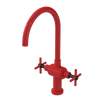 Rubinet Two Handle Single Hole Kitchen Set with LaSalle Spout Red