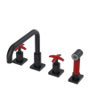 Rubinet Widespread Kitchen Set with Genesis Spout with Hand Spray Matt Black