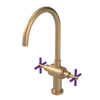 Rubinet Two Handle Single Hole Kitchen Set with LaSalle Spout Satin Gold