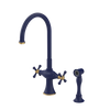Rubinet Two Handle Single Hole Kitchen Set with Hand Spray Midnight Blue