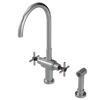 Rubinet Two Handle Single Hole Kitchen Set with LaSalle Spout with Hand Spray Satin Nickel
