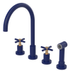 Rubinet Widespread Kitchen Set with LaSalle Spout with Hand Spray Midnight Blue