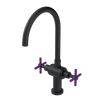 Rubinet Two Handle Single Hole Kitchen Set with LaSalle Spout Matt Black