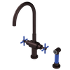Rubinet Two Handle Single Hole Kitchen Set with LaSalle Spout with Hand Spray Oil Rubbed Bronze