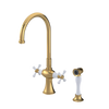 Rubinet Two Handle Single Hole Kitchen Set with Hand Spray Gold
