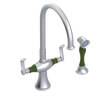 Rubinet Two Handle Single Hole Kitchen Set with Hand Spray Satin Chrome