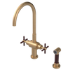 Rubinet Two Handle Single Hole Kitchen Set with LaSalle Spout with Hand Spray Satin Gold