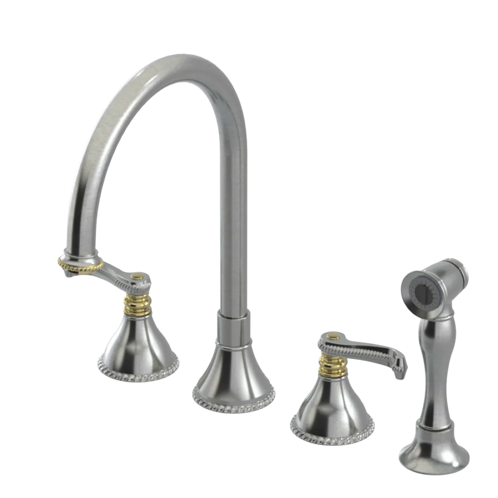 Rubinet Widespread Kitchen Set with Hand Spray Satin Nickel