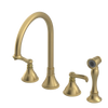 Rubinet Widespread Kitchen Set with Hand Spray Satin Brass