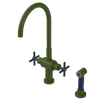 Rubinet Two Handle Single Hole Kitchen Set with LaSalle Spout with Hand Spray Green Envy