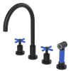 Rubinet Widespread Kitchen Set with LaSalle Spout with Hand Spray Matt Black