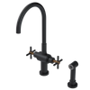 Rubinet Two Handle Single Hole Kitchen Set with LaSalle Spout with Hand Spray Matt Black