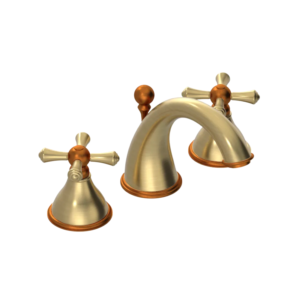 Rubinet Widespread Lav. Set. (less drain) Satin Brass