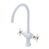 Rubinet Two Handle Single Hole Kitchen Set with LaSalle Spout Matt White