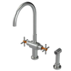 Rubinet Two Handle Single Hole Kitchen Set with LaSalle Spout with Hand Spray Satin Nickel
