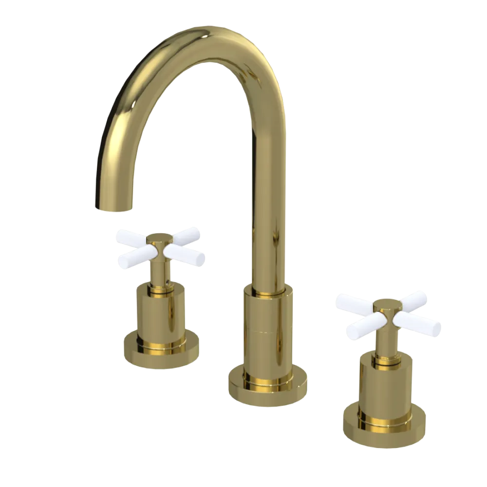 Rubinet Widespread Kitchen Set with LaSalle Spout Natural Brass