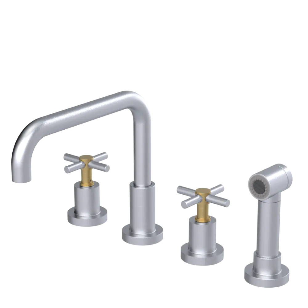 Rubinet Widespread Kitchen Set with Hand Spray Satin Chrome