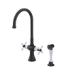 Rubinet Two Handle Single Hole Kitchen Set with Hand Spray Matt Black